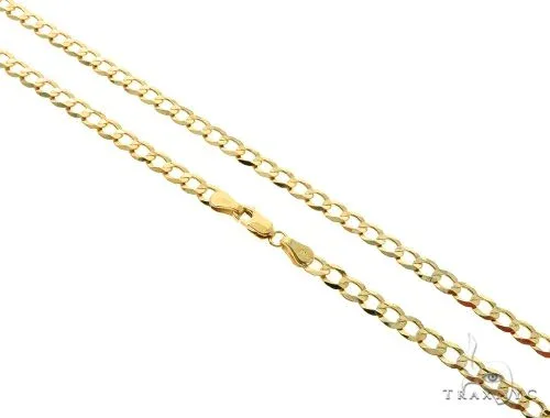 JALGAS - SKYLINE JEWELRY 10k Yellow Gold Hollow Curb Link Chain 22 Inches 4mm 63790 in Yellow / 22 Inches – Chain