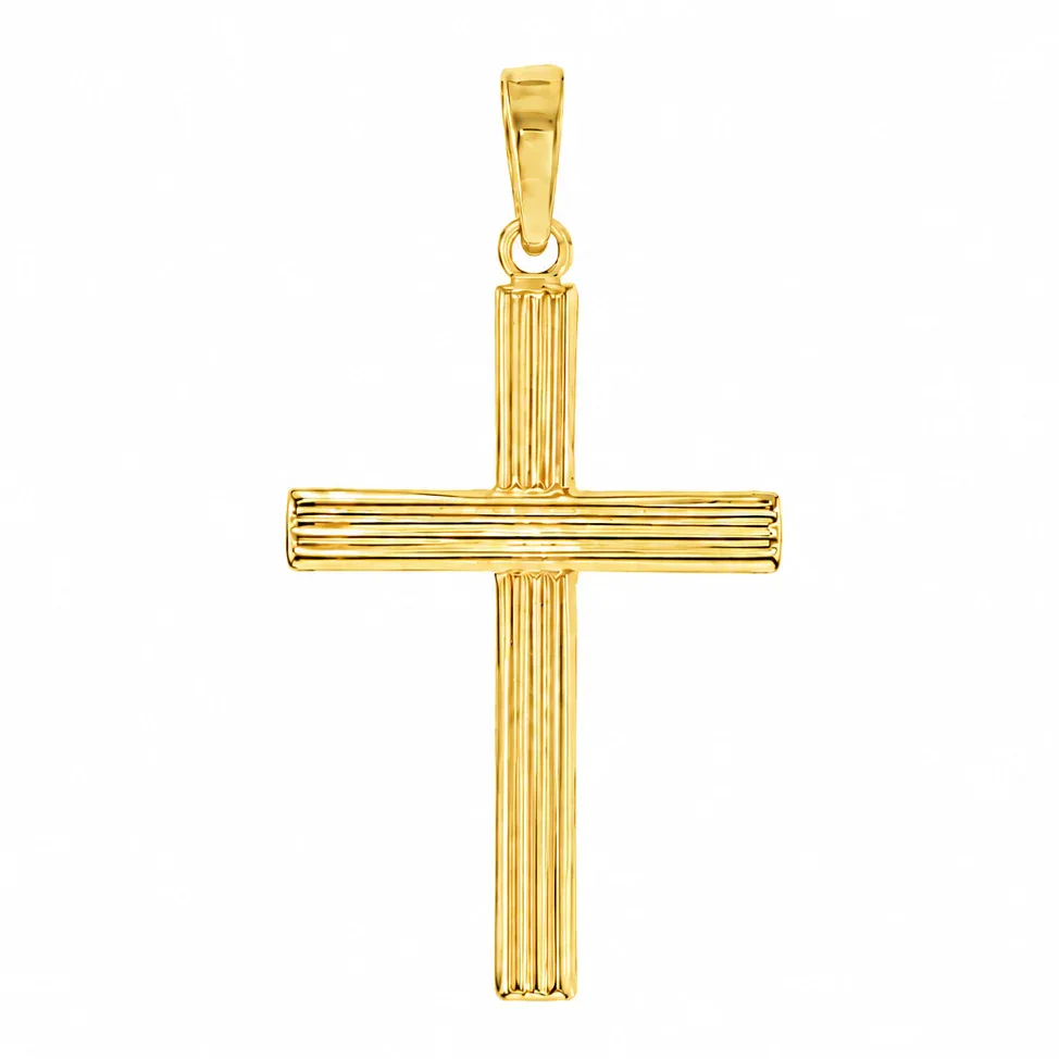 JALGAS - ROYAL CHAIN GROUP 14K Gold Sacred Grooved Cross Pendant 71786 in Yellow Gold – Pendant
