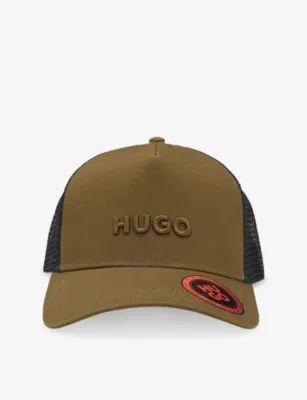 HUGO Brand-Embroidered Cotton-Twill and Mesh Trucker Hat detail 2
