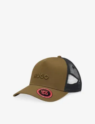 HUGO Brand-Embroidered Cotton-Twill and Mesh Trucker Hat