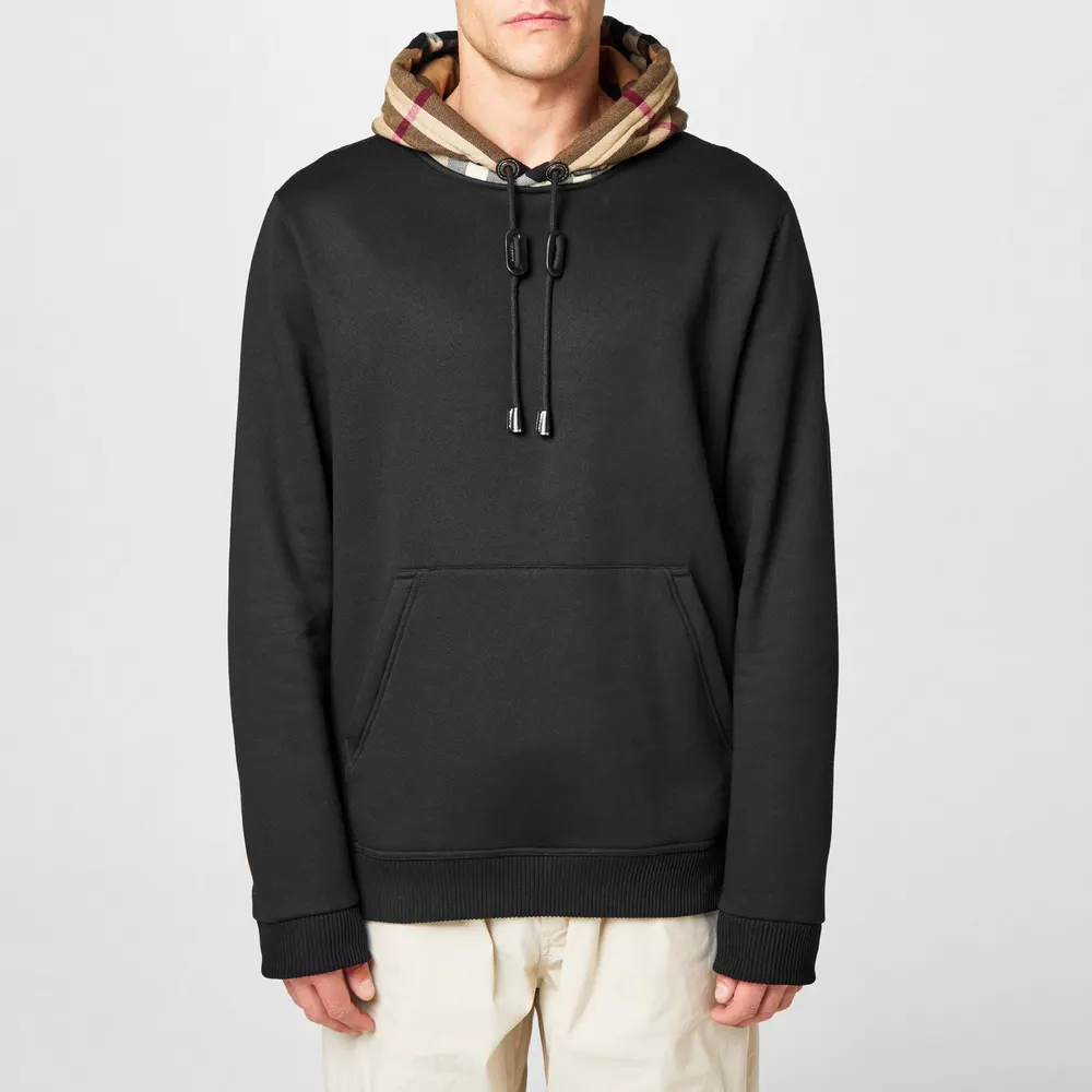 Burberry Men's Check Cotton Hoodie detail 3