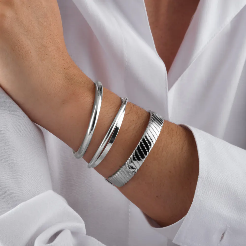 For Him Sterling Silver Mens Twist Cuff Bracelet detail 3