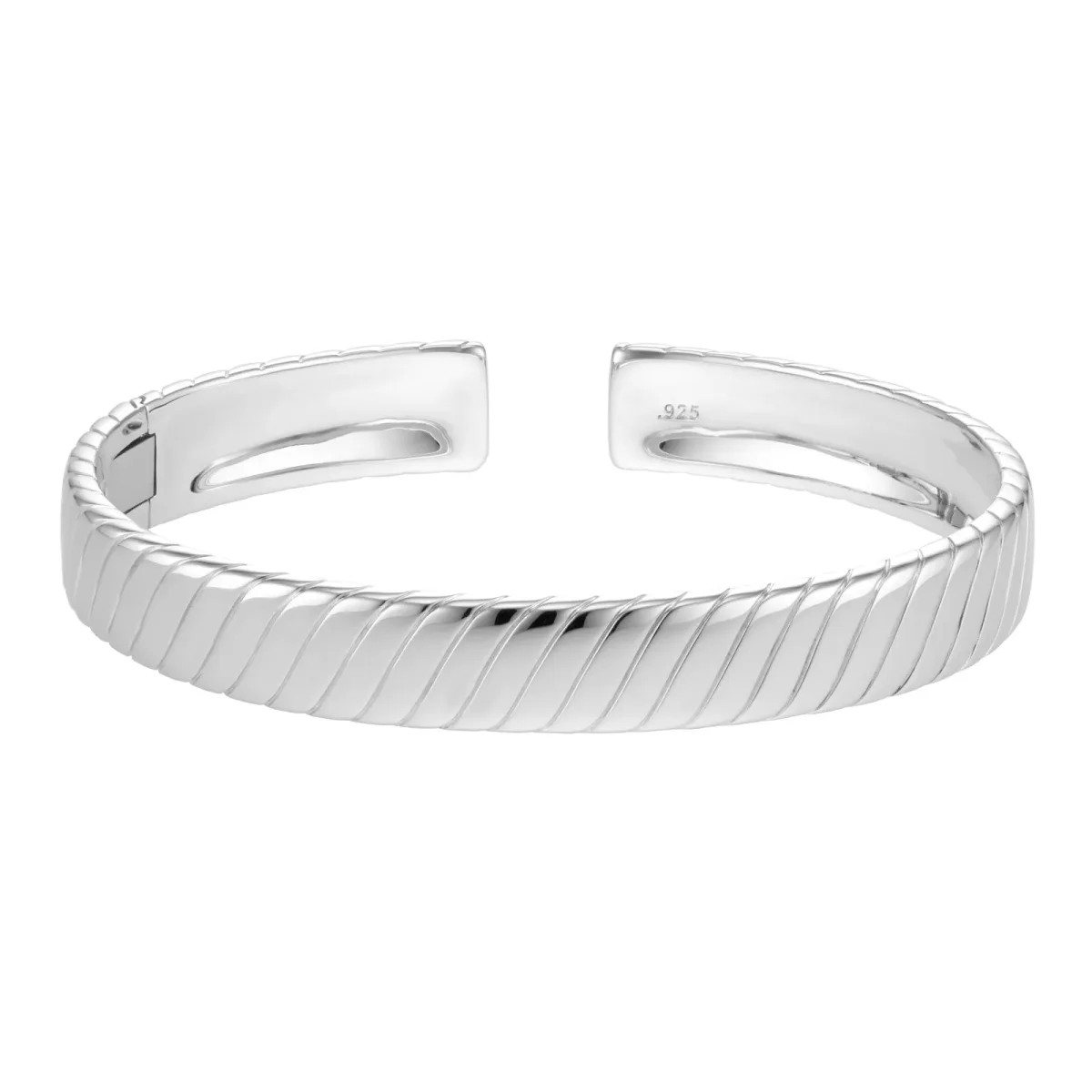 For Him Sterling Silver Mens Twist Cuff Bracelet