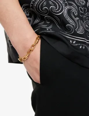 POUBEL Engraved-Link 14ct Yellow Gold Vermeil Bracelet detail 2