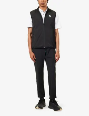MALBON Performance Ribbed Panel Woven Vest in BLACK, additional product view 2