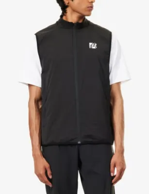 MALBON Performance Ribbed Panel Woven Vest in BLACK, additional product view 3