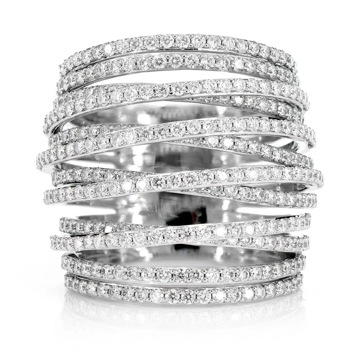 For Him Six Row Crossover Diamond Band Ring in White Gold / Lab Grown Diamond – Ring