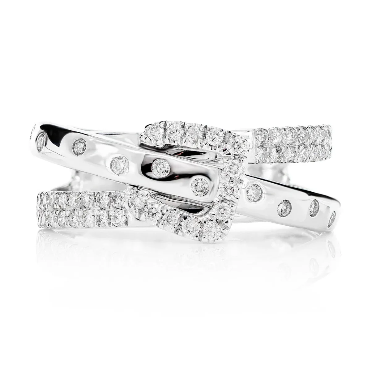 For Him Diamond Belt Buckle Split Shank Ring in White Gold / Natural Diamond – Ring