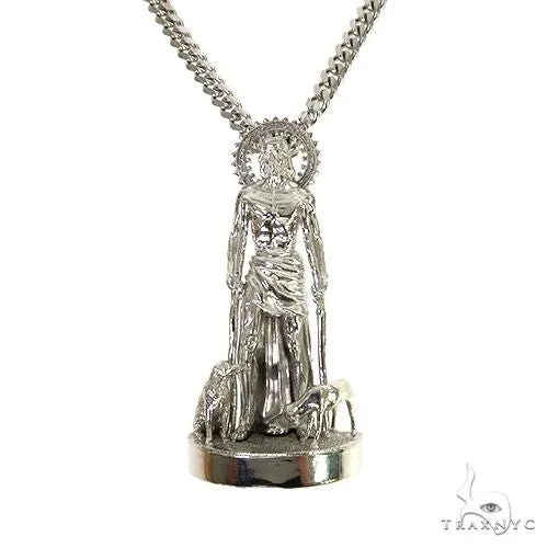 MARYAM - For Him SILVER .925 Silver Large St. Lazarus Cuban Chain Set 67745 in 18 Inches – Pendant Set