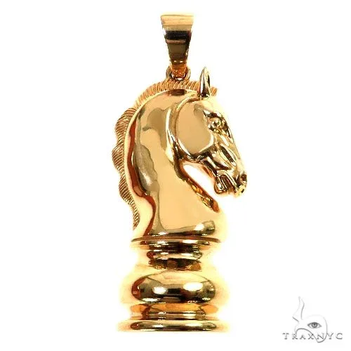 RINA - For Him CUSTOM 14K Gold Chess Knight Pendant 67547 in Rose Gold – Pendant