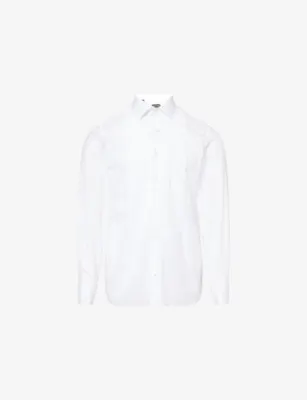 TOM FORD Classic Pleated Cotton Evening Shirt - 15.75 in OPTICAL WHITE – Mens | Shirts | Formal Shirts | Single-cuff