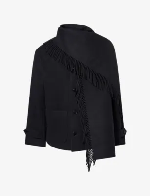 TOTEME Fringed Scarf Wool Jacket in BLACK – Mens | Coats & jackets | Lightweight