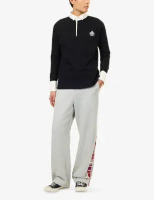 OSCAR OUYANG French Cuff Cotton Polo Shirt in BLACK, additional product view 2