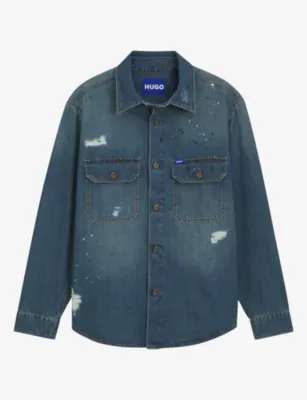 HUGO Distressed-Effect Denim Shirt