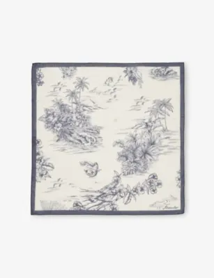 MONCLER Logo Graphic-Print Silk Scarf