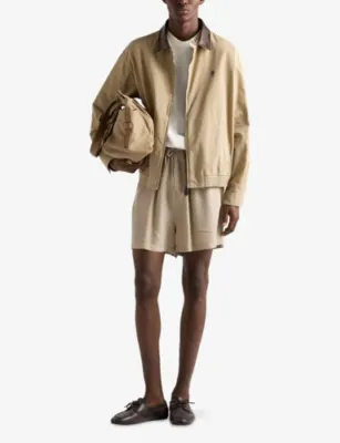 PRADA Leather-Collar Cotton-Garbadine Jacket detail 2