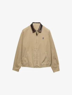 PRADA Leather-Collar Cotton-Garbadine Jacket