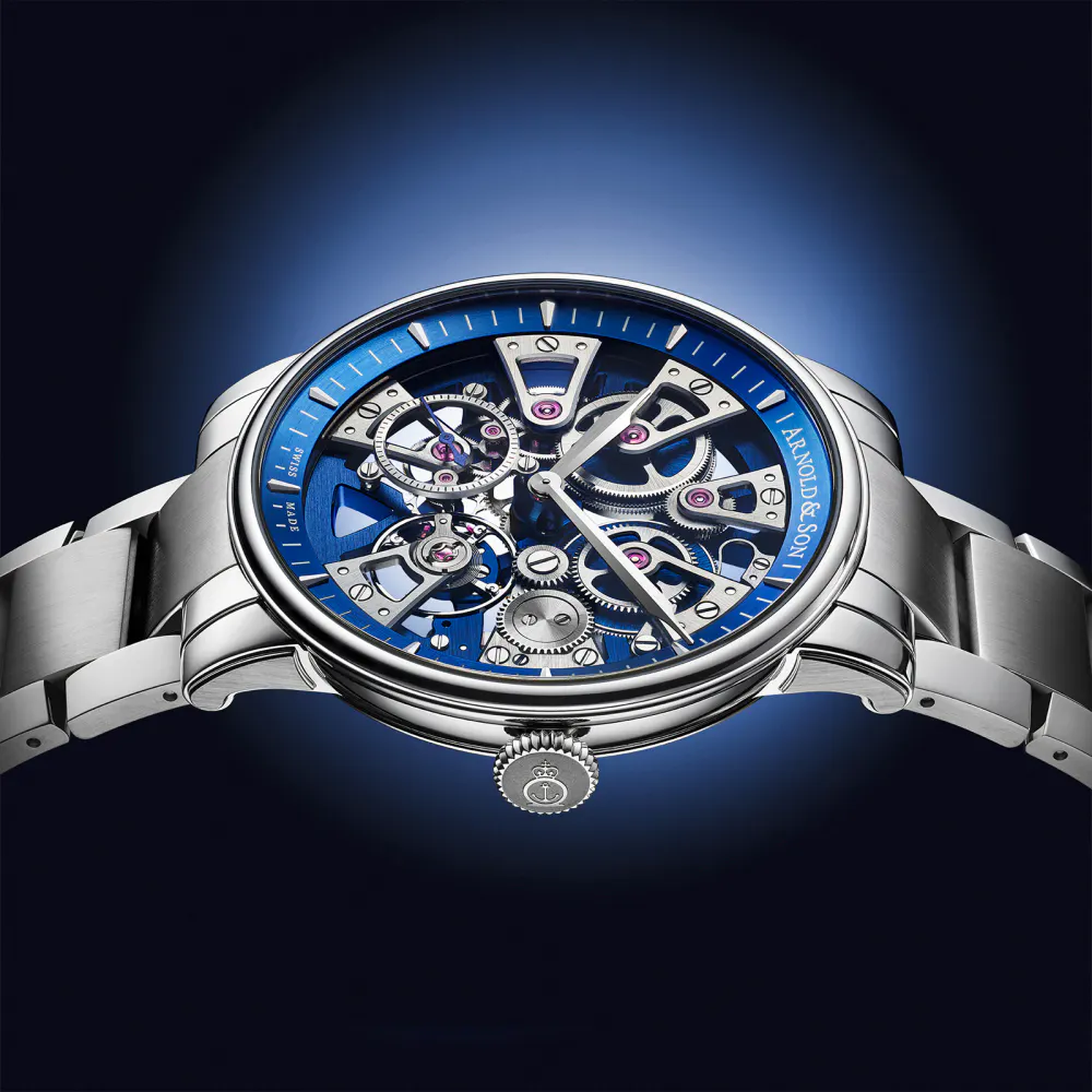 Arnold And Son Nebula 41.5mm Steel Mens Watch Blue in Blue, additional product view 3