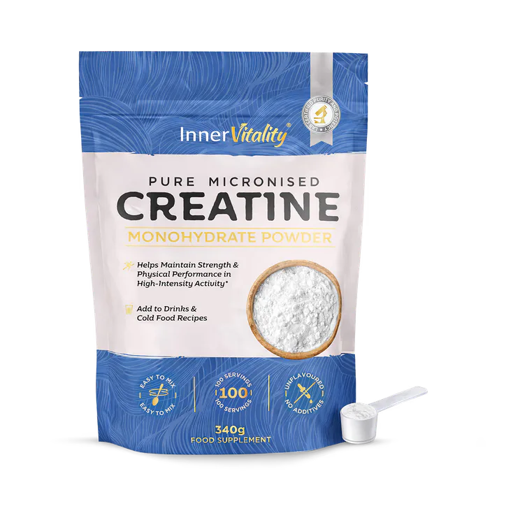 INNER VITALITY Creatine Monohydrate Powder - Micronised & Unflavoured, 340g / 100 Servings