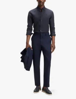 BOSS Logo-Embroidered Slim-Fit Linen Shirt detail 2