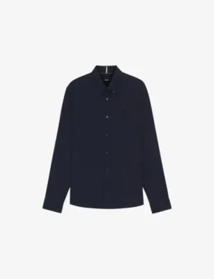 BOSS Logo-Embroidered Slim-Fit Linen Shirt