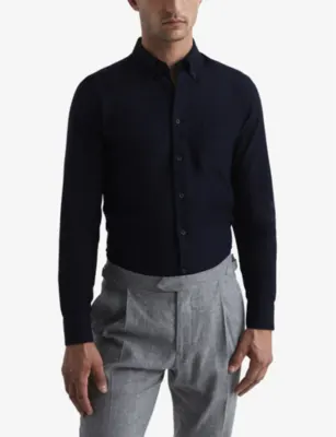 REISS Greenwich slim-fit long-sleeve cotton shirt - SOFT BLUE detail 3