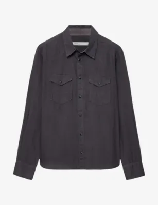 ALLSAINTS Hanway Double-Pocket Woven Shirt - ANTHRACITE BLA