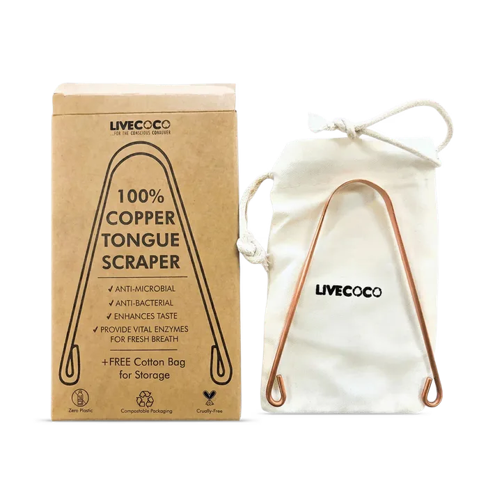 LiveCoco Pure Copper Tongue Scraper (anti-microbial)