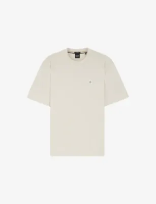 BOSS Double-B Logo Mercerised Cotton T-Shirt - OPEN WHITE - XXXXXXL