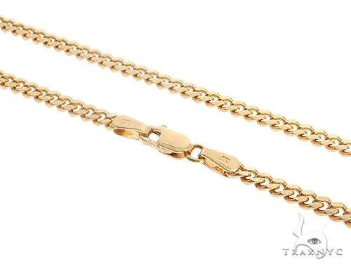 JALGAS - SKYLINE JEWELRY 14K Yellow Gold Solid Thin Miami Cuban Link Chain 24 Inches 3mm 65185
