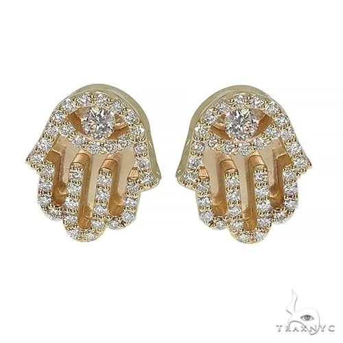 RINA - For Him FACTORY 10K Gold Hamsa Diamond Earring 66552 in Rose Gold – Earrings
