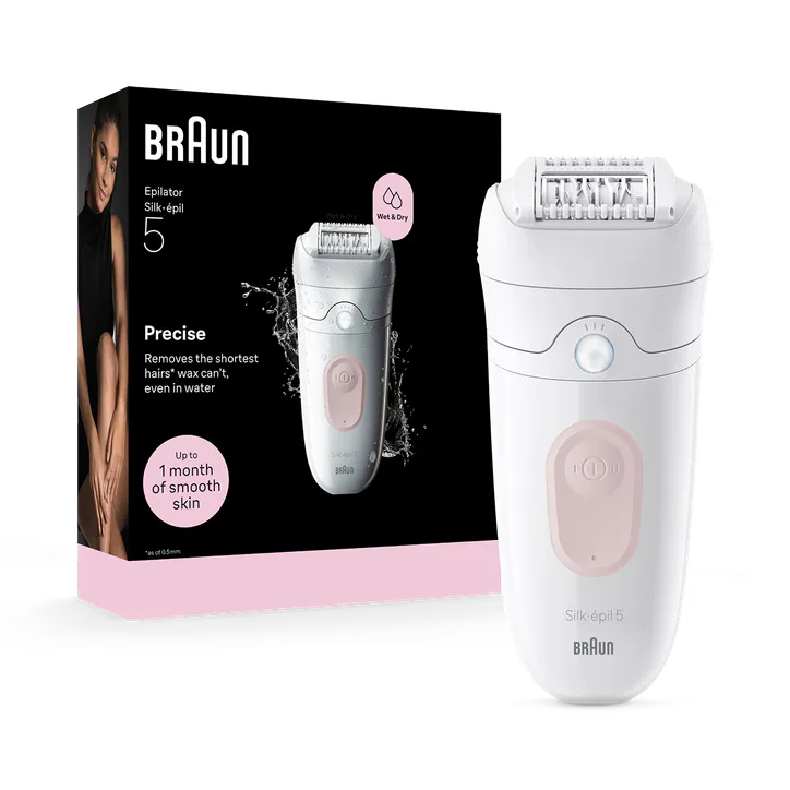 BRAUN Silk·épil 5, Wet & Dry Epilator, Easy Hair Removal, Lasting Smooth Skin, 5-000, Flamingo Pink