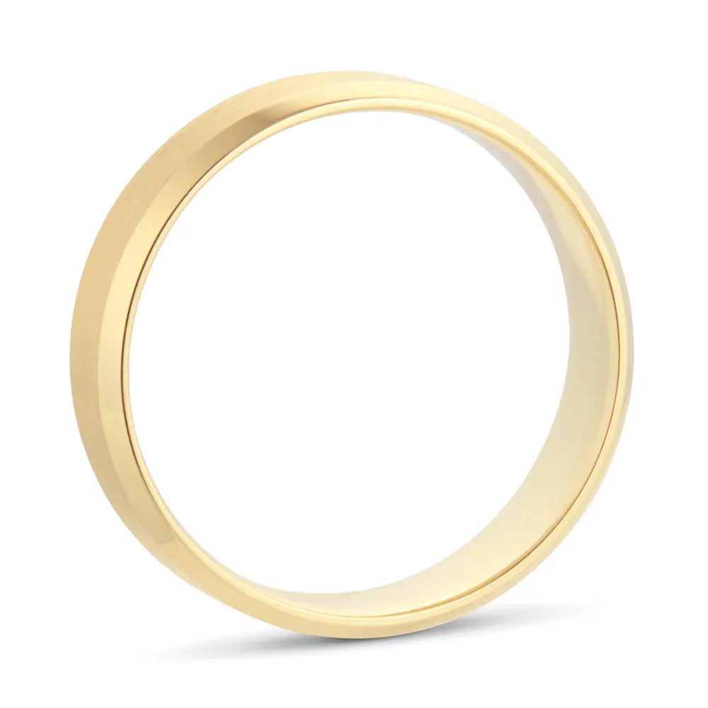 For Him 18ct Yellow Gold Mens Fancy Edge Wedding Ring detail 3