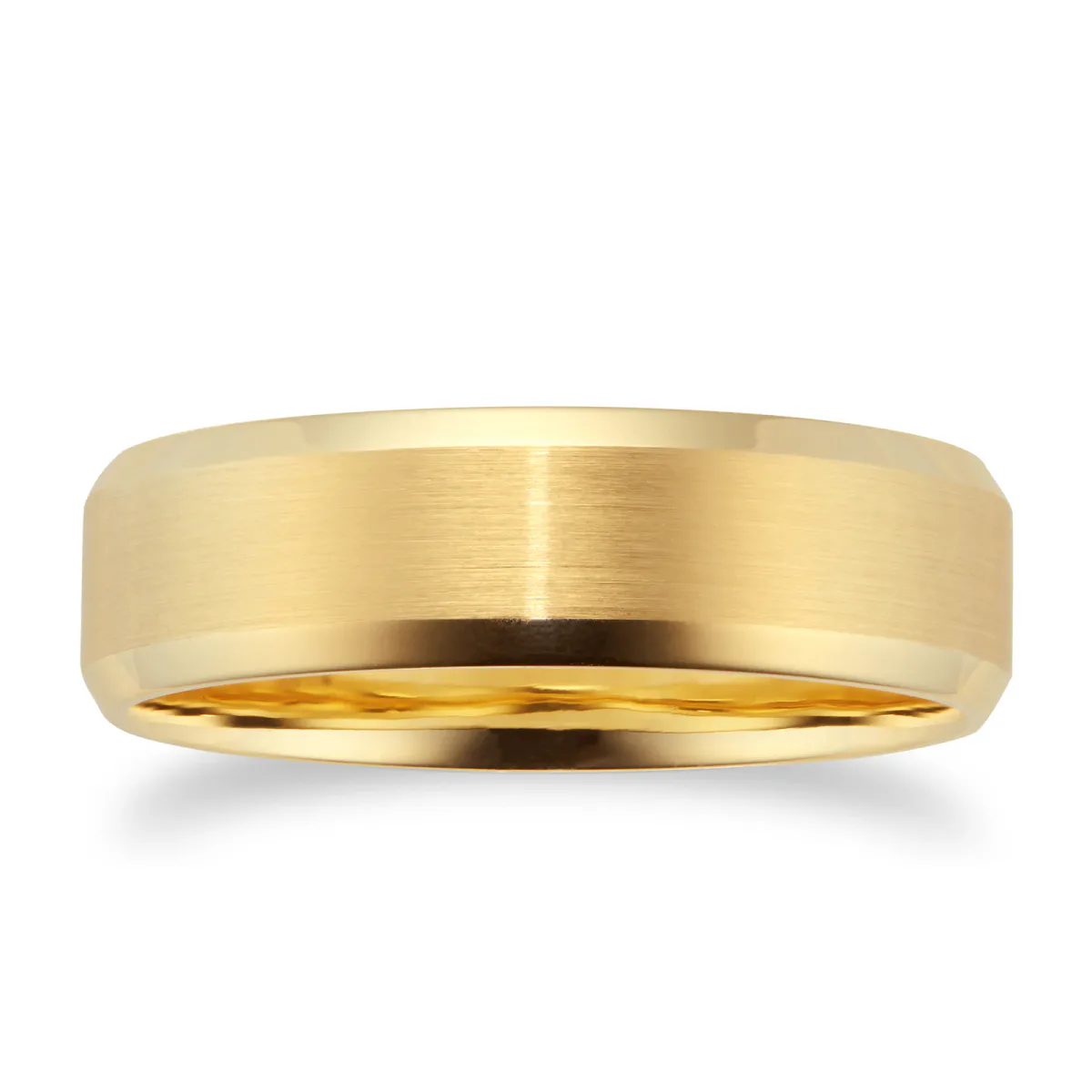 For Him 18ct Yellow Gold Mens Fancy Edge Wedding Ring