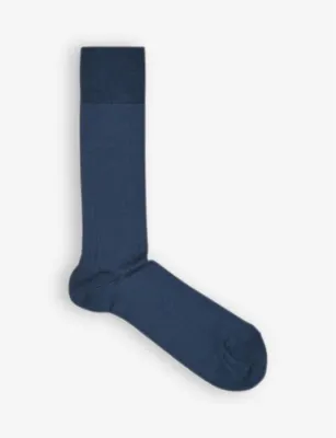 REISS Fela ribbed stretch-cotton socks - AIRFORCE BLUE - EUR 45 / 11 UK MEN