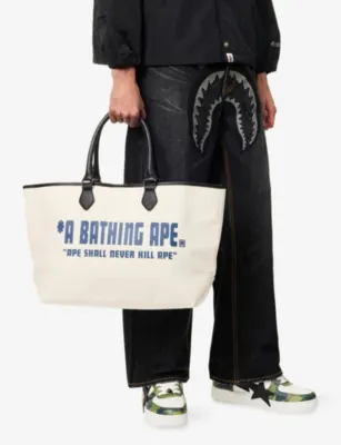 A BATHING APE Logo-Print Canvas Tote Bag detail 2