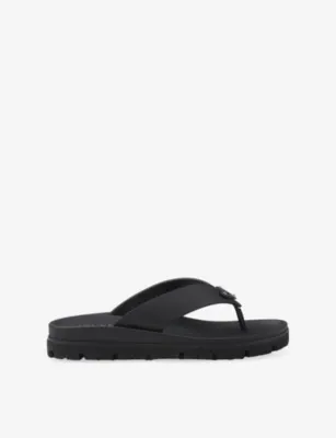 PRADA Triangle-Logo Rubber Thong Sandals - EUR 39 / 5 UK MEN in BLACK – Mens | Sandals | Sliders & flip flops