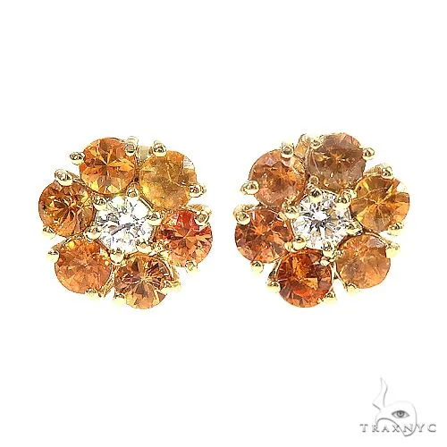 PIA - For Him GEMSTONES Mini Orange Sapphire Diamond Flower Earrings 66901 in Rose – Earrings