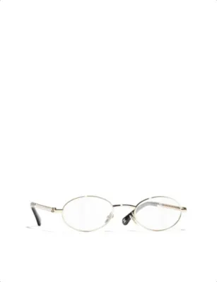 CHANEL CH2228H Oval-Frame Metal Optical Glasses detail 3