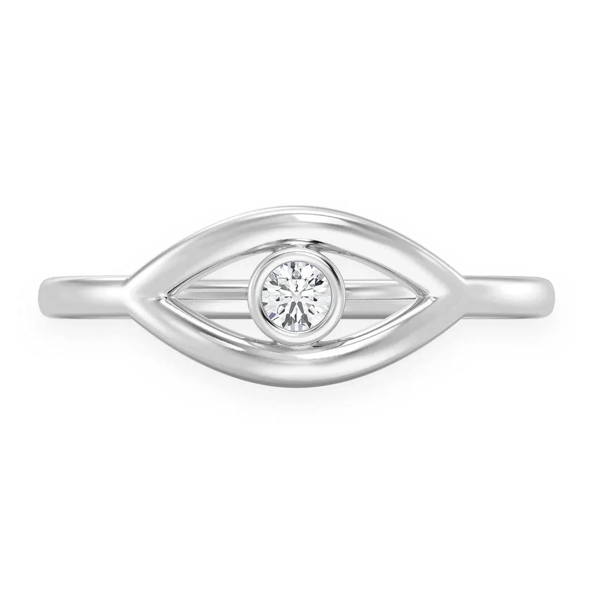 For Him Solitaire Evil Eye Ring in White Gold / Natural Diamond – Ring