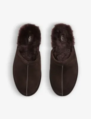 UGG Scuff logo-embroidered suede and shearling slippers - EUR 44 / 10 UK MEN in BROWN/OTH, additional product view 2