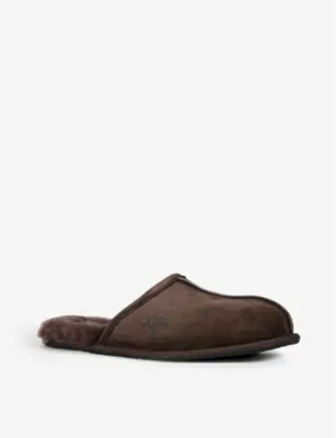 UGG Scuff logo-embroidered suede and shearling slippers - EUR 44 / 10 UK MEN in BROWN/OTH, additional product view 3