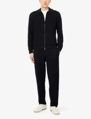DUNHILL Drawstring Regular-Fit Cotton And Cashmere Trousers detail 2