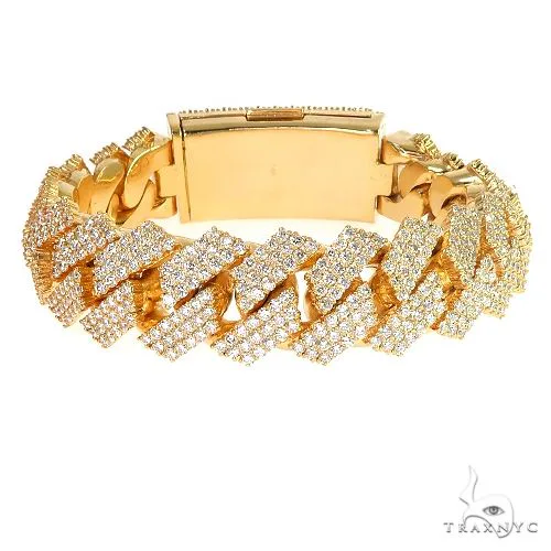 AHMED - MOON JEWELRY 3 Row Prong Set Diamond Cuban Bracelet 67173