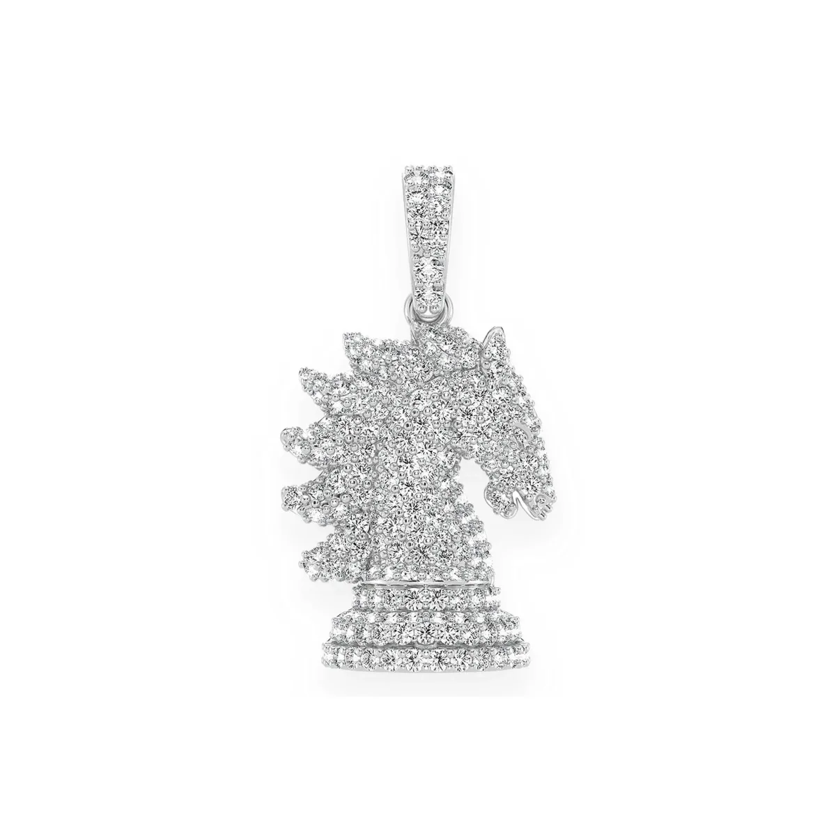 For Him Knight Chess Piece Diamond Pendant in White Gold / Natural Diamond – Pendant