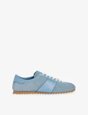 SANDRO Leather And Suede Trainers - CAPPUCINO - EUR 45 / 11 UK MEN in BLUE SKY – Mens | Trainers | Lace up trainers