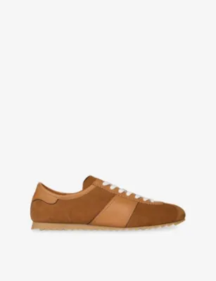 SANDRO Leather And Suede Trainers - CAPPUCINO - EUR 45 / 11 UK MEN in COGNAC – Mens | Trainers | Lace up trainers