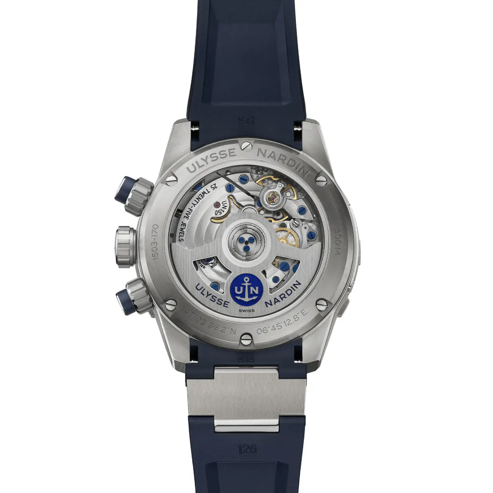 Ulysse Nardin Diver Chronograph 44mm Titanium Case And Bezel in Blue, additional product view 2