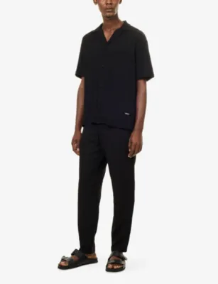 BELIER Hassan Seersucker Shirt in BLACK, additional product view 2