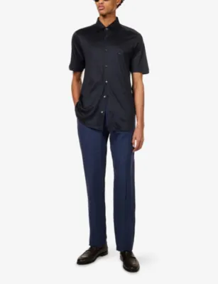 EMPORIO ARMANI Slim-Fit Short-Sleeve Cotton-Blend Shirt detail 2